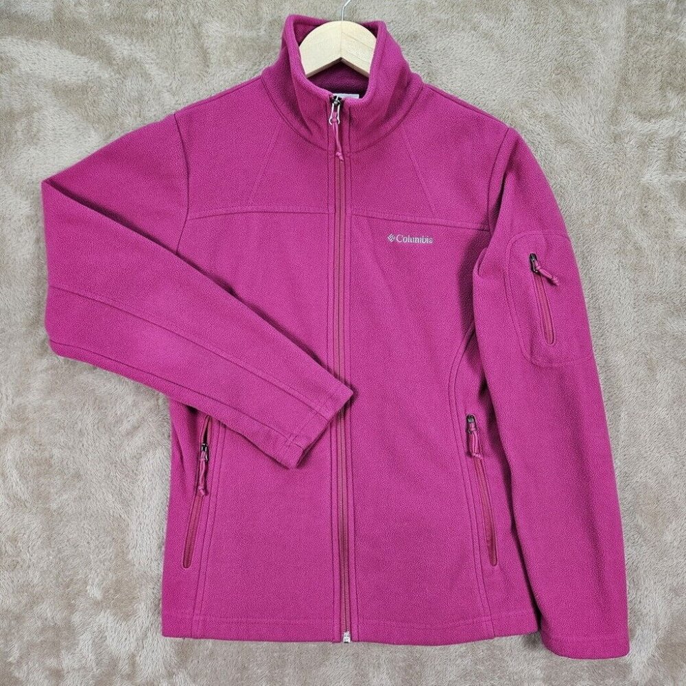 Columbia Jacket Women's Size S Full Zip Fleece Pink Zipped Pockets Spring Coat
